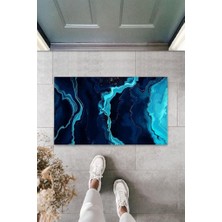 Dijital Baskı Mavi Ebruli Paspas K-3097