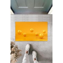 Dekoratif Dijital 'lı Küre Sarı Kapı Paspası Dış Mekan Paspas K-3166