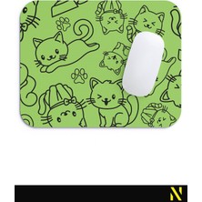 Nilizma Sevimli Kediler Desenli Yeşil Renkli Ergonomik Mouse Pad - 23 cm x 19 cm - Kaydırmaz Taban Ev ve Ofis Kullanımı Fare Altlığı Mousepad
