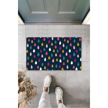 Renkli Kapı Önü Paspası Damlalar Desen  K-3250