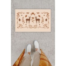 Dijital Baskı Dekoratif Geyik Pudra Kapı Önü Paspası K-1215