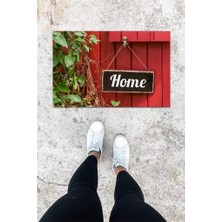 Dijital Baskı Kırmızı Yaprak Desen Kapı Önü Paspası K-1056