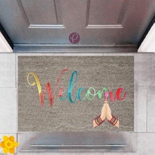 Kapı Önü Paspası Dekoratif Dijital Baskı Welcome P-2356