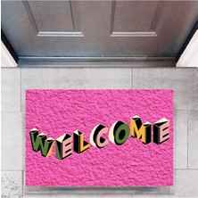 Kapı Önü Paspası Dekoratif Dijital Baskı Welcome P-2343