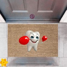 Kapı Önü Paspası Dekoratif Dijital Baskı Gülen Diş P-2429