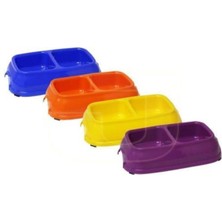 Iki Bölmeli Plastik Mama Kabı, 2X250 Ml, Canlı Sarı Renkli, Pratik ve Dayanıklı Tasarım