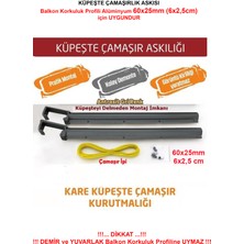 Gökbin Balkon Çamaşır Kurutma Askısı Alüminyum Küpeşte Çamaşır Askılığı Kurutmalık Kare 6x2.5 cm Antrasit