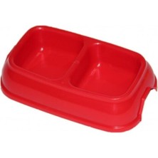 Küçük Kırmızı Plastik Mama Kabı Çiftli Set, Pratik ve Şık Tasarım