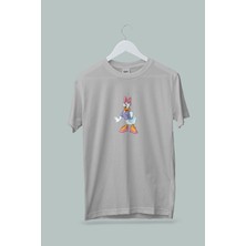 Maki Home Kız Çocuk Daisy Duck Baskılı Beyaz Gri Siyah Tshirt 5 6 7 8 9 10 11 12 13 14 Yaş Disney Miki Mouse