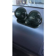Joyful Autoware Oto Araç Masa Üstü Fanı Vantilatör USB Girişli Çift Başlı Iki Kademeli Fan