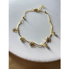 Çelik Gold Renk Kelebek Halhal