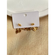 Çelik Gold Renk Kurdele Küpe