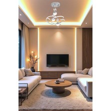 Modern Krom 3'lü Toplu Cloud Model 3 Renk Kumandalı (Beyaz&sarı&günışığı) LED Avize
