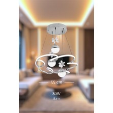 Modern Krom 3'lü Toplu Cloud Model 3 Renk Kumandalı (Beyaz&sarı&günışığı) LED Avize