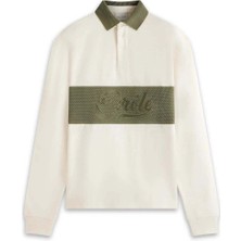 Le Polo Drole: Kontrast Şeritli 100% Pamuk Yüzeyli Uzun Kollu Polo Gömlek