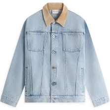 100% Pamuk Mavi Denim Uzun Kollu Gömlek - La Chemise Denim Tressee