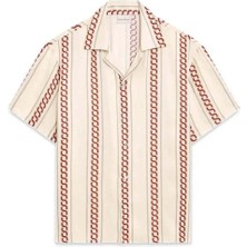 Bej Renkli Kısa Kollu Viskoz Gömlek - La Chemise Tresses Mc