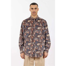 Şık La Chemise Velours Paisley: %100 Viskon Uzun Kollu Gömlek