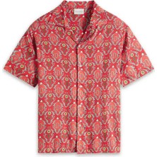 La Chemise Ornements: Kısa Kolu, Açık Yaka ve Desenli Viskon Gömlek