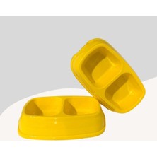 Kedi ve Küçük Irk Köpekleri Için Şık Sarı Mama ve Su Kabı