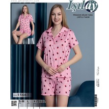 Çilekli Kısa Kollu Şortlu Takım