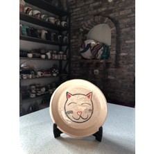 Bej Seramik Kedi ve Köpek Mama Kabı, Şık ve Sağlıklı Beslenme Için