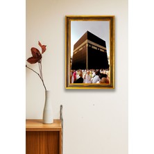 Kâbe Çerçeve Görünümlü Ahşap Tablo Islami Dini Duvar Dekoru Ev Hediyelik Dekoratif Tablo