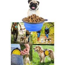 Katlanabilir Kedi Köpek Mama ve Su Kabı, Mavi, Pratik ve Hafif Tasarım