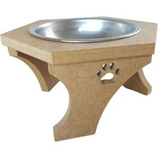 Altıgen Ahşap Mama ve Su Kabı, Demonte, Çelik Kaseli, Şık ve Kullanışlı Tasarım