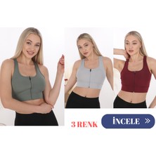 3 Lü Form Angel Kadın Geniş Akılı Fermuarlı Crop Büstiyer