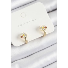 Pirinç Papatya Model Gold Renk Çocuk Küpe