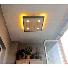 Ahşap Panel Avize, Kare Panel Avize, Spot Lambalı LED Işıklı Avize