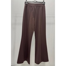 Sentez Panega Örme Ispanyol Paça Pantolon Kahve 5517