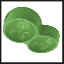 Yeşil Çiftli Kedi ve Köpek Mama Kabı, Şık ve Kullanışlı, Dayanıklı Tasarım.