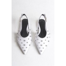 Kadın Cle Beyaz Rugan Troklu Ayakkabı