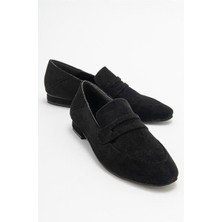 Kadın Orfe Siyah Süet Loafer Ayakkabı
