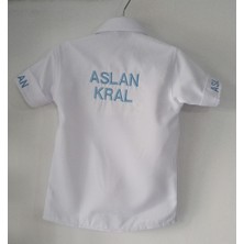 Terzim Ayşenur Isimli Gömlek Nakış Işlemeli Kişiye Özel Beyaz Renkli Kısa Kollu Erkek Çocuk Gömleği 0-5 Yaş