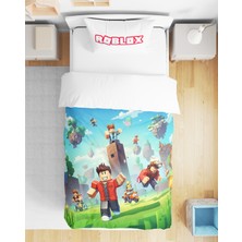 Roblox 3D Dijital Baskılı Tek Kişilik Erkek Çocuk Genç Çarşafsız Nevresim Takımı