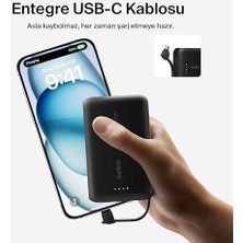 Metra Shop Boostcharge Power Bank, Entegre Kablolu Taşınabilir Şarj Cihazı 10K Pd 20W - Usb-C Güç Dağıtımı, iPhone Power Bank iPhone 16 Serisi, iPad Pro, Galaxy S24 ve Daha Fazlası Için Hızlı Şarj