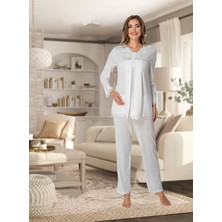 Dvina Effortt Lohusa Pijama Takımı Ekru - 7032