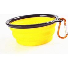 Katlanabilir Evcil Hayvan Mama ve Su Kabı, Pratik ve Hafif, Sarı Renk