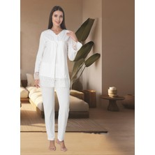 Dvina Effortt Lohusa Pijama Takımı Ekru - 7042