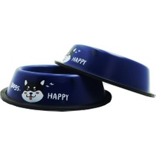 Mavi Paslanmaz Çelik Mama ve Su Kabı, 16 Cm, 250 Ml, 2'li Set