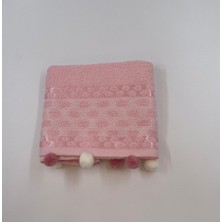 Olka 3'lü Ponponlu Pembe El ve Yüz Havlusu (50X85)