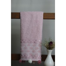 Olka 3'lü Ponponlu Pembe El ve Yüz Havlusu (50X85)