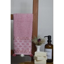 Tuula 3'lü Ponponlu Gül Pembe El ve Yüz Havlusu (50X85)