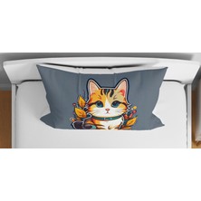 Sevimli Kedi 3D Dijital Baskılı Tek Kişilik Kız Çocuk Genç Çarşafsız Nevresim Takımı