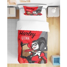 Harley Quinn 3D Dijital Baskılı Tek Kişilik Kız Çocuk Çarşafsız Nevresim Takımı