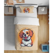Sevimli Köpek 3D Dijital Baskılı Tek Kişilik Çocuk Genç Çarşafsız Nevresim Takımı