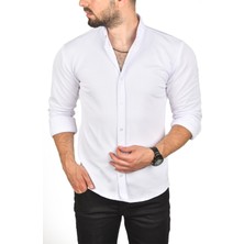 Deepsea Slim Fit Dar Kesim Keten Gömlek Pamuklu Spor Gömlek 2501305